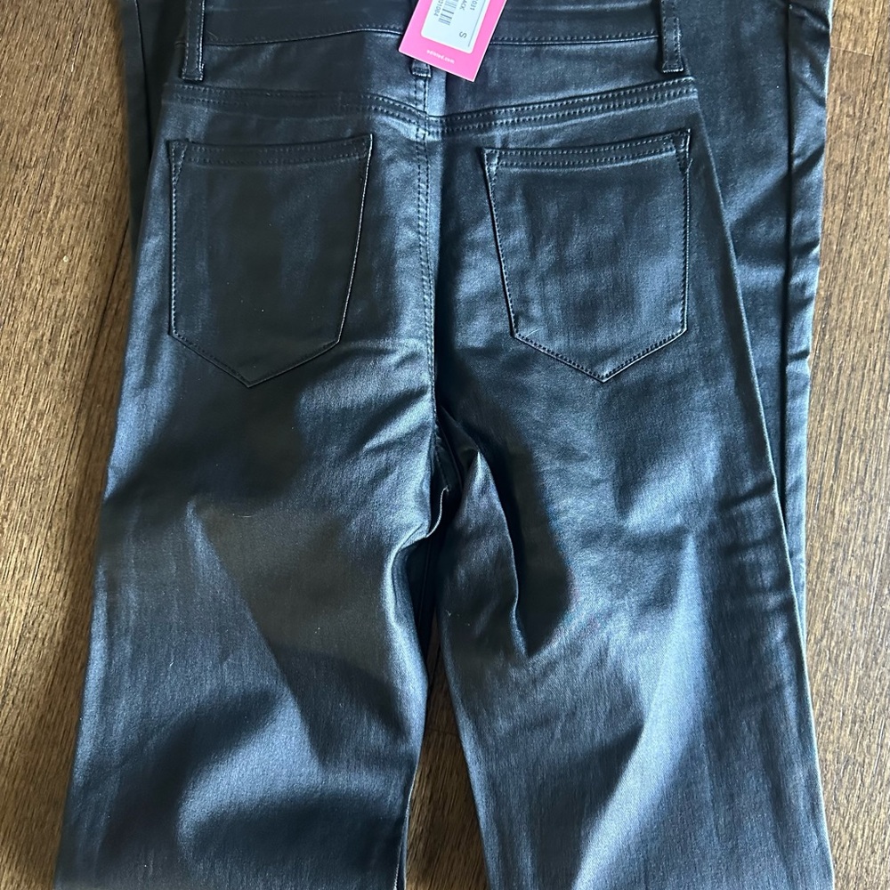Edikted Luna Faux Leather Black Flare Jean in Small - Picture 6 of 6